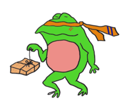 Cat & frog sticker #13734321