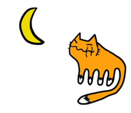 Cat & frog sticker #13734343