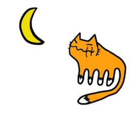 Cat & frog sticker #13734343