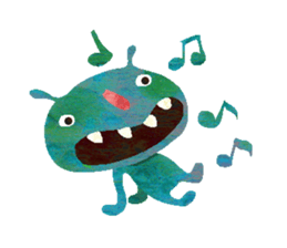 Green little monster sticker #13741128