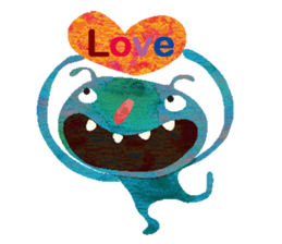 Green little monster sticker #13741131