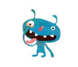 Green little monster sticker #13741133