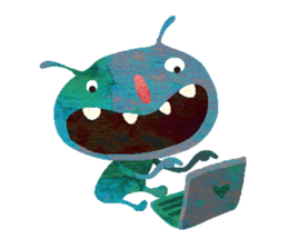 Green little monster sticker #13741136