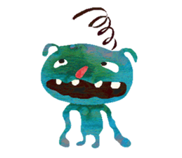 Green little monster sticker #13741142