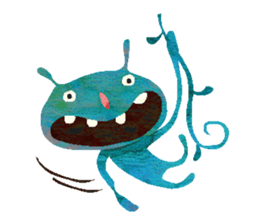 Green little monster sticker #13741143