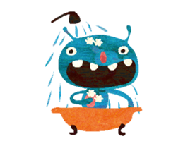 Green little monster sticker #13741145