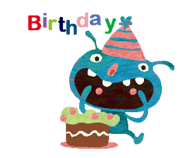 Green little monster sticker #13741146