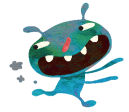 Green little monster sticker #13741148