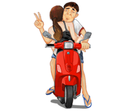 mr.Michard and his scooter sticker #13757683