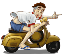 mr.Michard and his scooter sticker #13757702