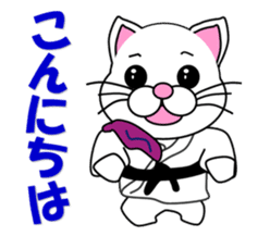 A white cat which do karate sticker #13762591