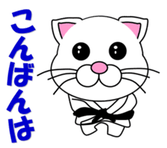 A white cat which do karate sticker #13762592