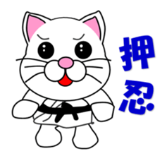 A white cat which do karate sticker #13762593