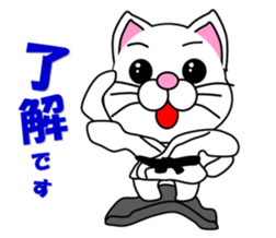 A white cat which do karate sticker #13762594