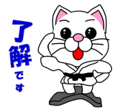 A white cat which do karate sticker #13762594