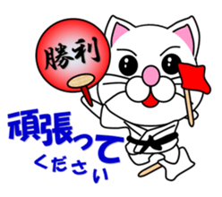 A white cat which do karate sticker #13762597