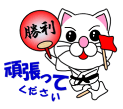 A white cat which do karate sticker #13762597