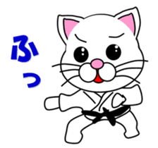 A white cat which do karate sticker #13762604
