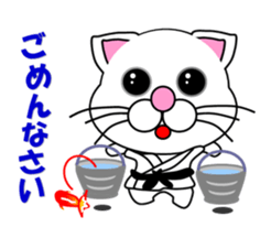 A white cat which do karate sticker #13762609