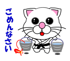 A white cat which do karate sticker #13762609