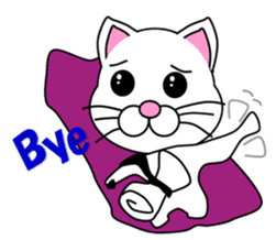 A white cat which do karate sticker #13762629