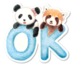 Stickers of a giant panda & Lesser panda sticker #13763546