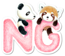Stickers of a giant panda & Lesser panda sticker #13763547