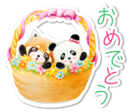 Stickers of a giant panda & Lesser panda sticker #13763574