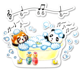 Stickers of a giant panda & Lesser panda sticker #13763576