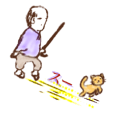 grandpa and cat sticker #13766625