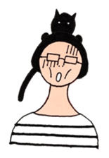 Black cat and girl 2 sticker #13767340