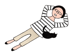 Black cat and girl 2 sticker #13767362