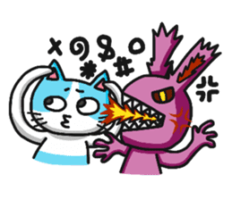 Sassy pink bunny & Hu-Lu cat sticker #13780194