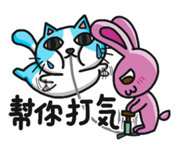 Sassy pink bunny & Hu-Lu cat sticker #13780199
