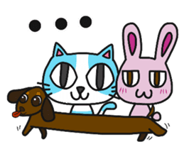 Sassy pink bunny & Hu-Lu cat sticker #13780203