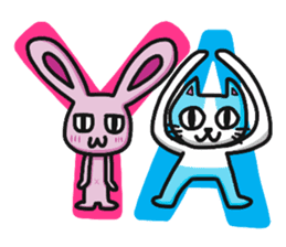 Sassy pink bunny & Hu-Lu cat sticker #13780207