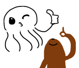 jellyfish and sloth sticker #13782536