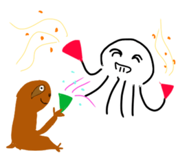 jellyfish and sloth sticker #13782539