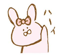 Girly rabbit wearing a ribbon sticker #13794177
