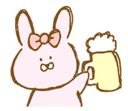 Girly rabbit wearing a ribbon sticker #13794182