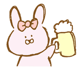 Girly rabbit wearing a ribbon sticker #13794182