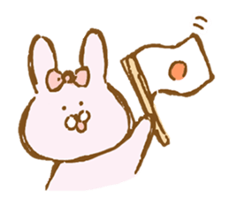 Girly rabbit wearing a ribbon sticker #13794189
