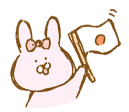 Girly rabbit wearing a ribbon sticker #13794189