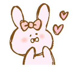 Girly rabbit wearing a ribbon sticker #13794190