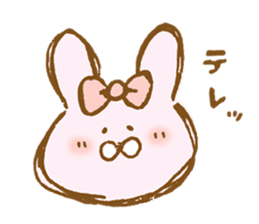 Girly rabbit wearing a ribbon sticker #13794191
