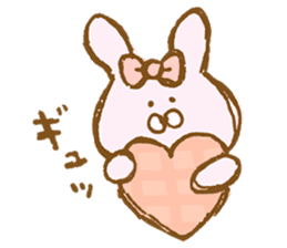 Girly rabbit wearing a ribbon sticker #13794192