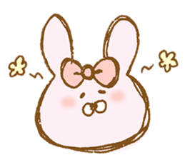 Girly rabbit wearing a ribbon sticker #13794193