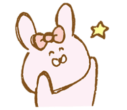 Girly rabbit wearing a ribbon sticker #13794198