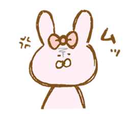 Girly rabbit wearing a ribbon sticker #13794207