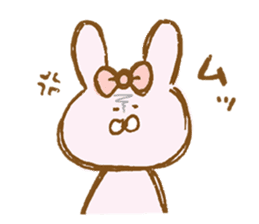 Girly rabbit wearing a ribbon sticker #13794207